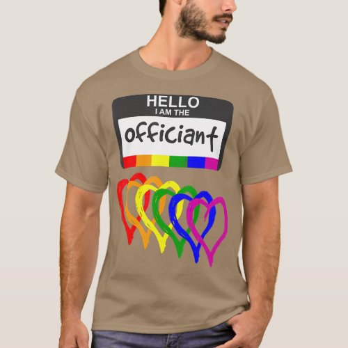 Rainbow Flag Hearts Wedding Party Hello Name T T_Shirt