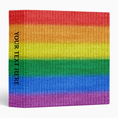 Rainbow Flag knitting Stripes seamless pattern 3 Ring Binder