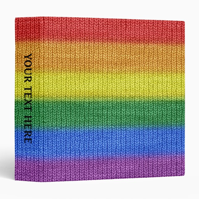 Rainbow Flag knitting Stripes seamless pattern 3 Ring Binder (Front/Spine)