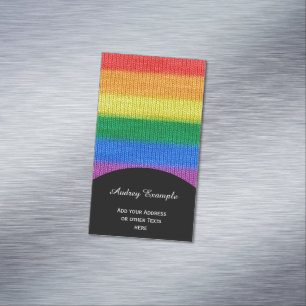 Rainbow Flag knitting Stripes seamless pattern Business Card Magnet