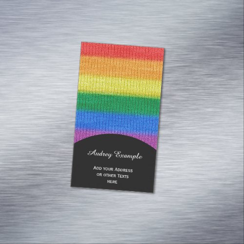 Rainbow Flag knitting Stripes seamless pattern Business Card Magnet