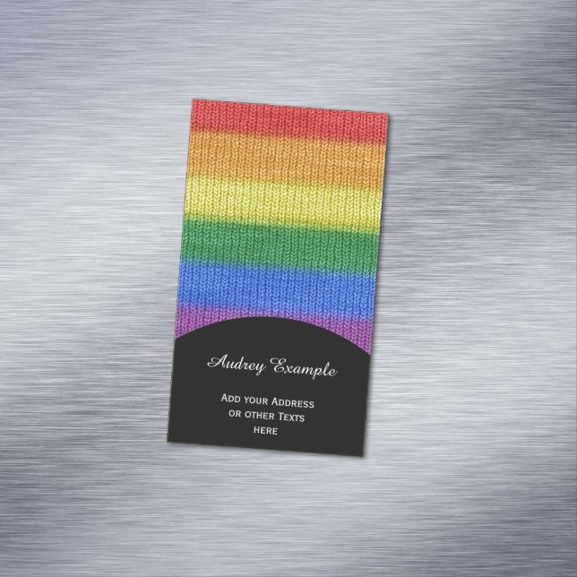 Rainbow Flag knitting Stripes seamless pattern Business Card Magnet (In Situ)
