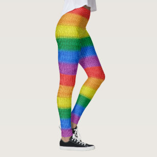 Rainbow Flag knitting Stripes seamless pattern Leggings