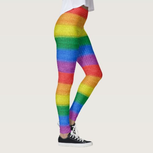 Rainbow Flag knitting Stripes seamless pattern Leggings