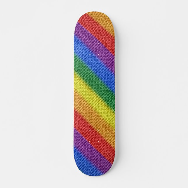 Rainbow Flag knitting Stripes seamless pattern Skateboard Deck (Front)
