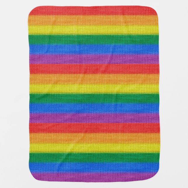 Rainbow Flag knitting Stripes seamless pattern Swaddle Blanket (Front)