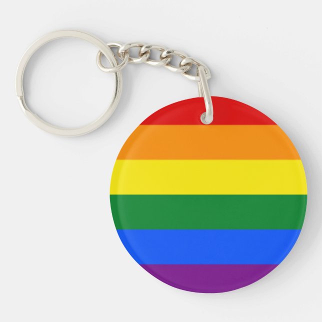rainbow flag lgbt gay pride feminist keychain (Front)