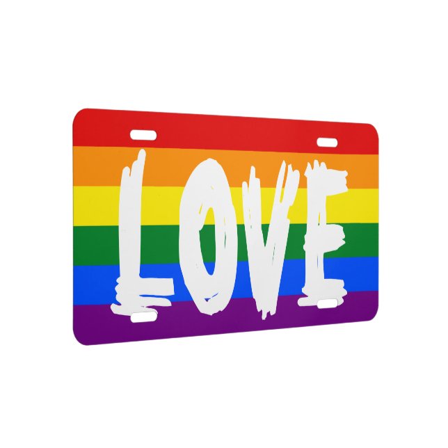 Rainbow Flag LGBT Love Gay Lesbian Bisexual Pride License Plate (Right)