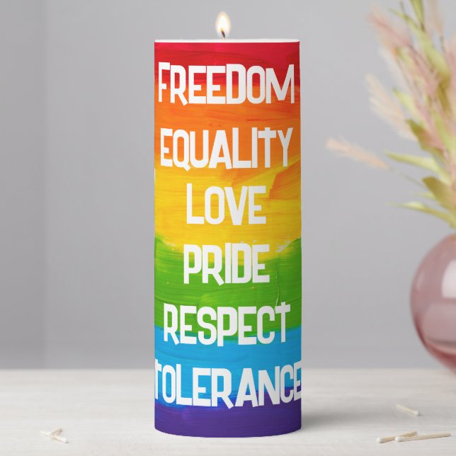 Rainbow Flag LGBT Pillar Candle – Gay Lesbian  (In Situ)
