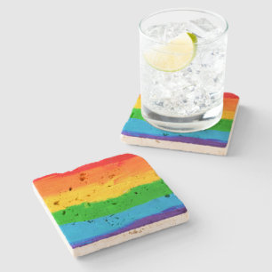 Rainbow Flag LGBT Stone Coaster – Pride Equality 