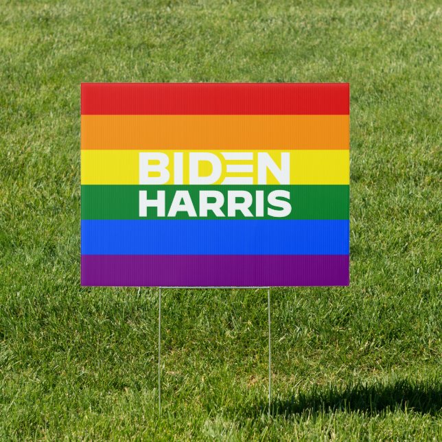 Rainbow Flag  LGBTQ Joe Biden Kamala Harris 2020 Sign (Insitu)
