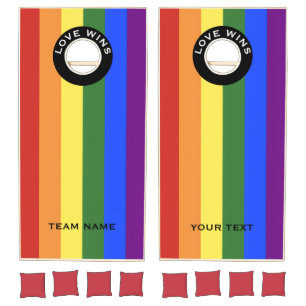 RAINBOW FLAG LGTBQ GARDEN CORNHOLE BAG THROW GAME, SET