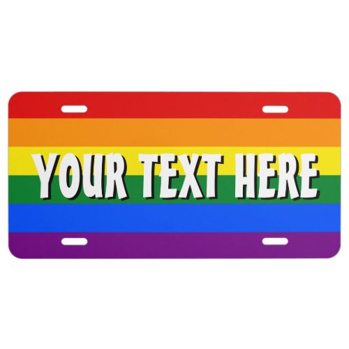Rainbow flag license plate with personalized text