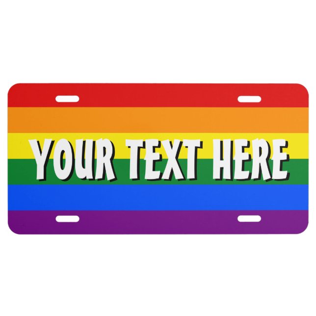 Rainbow flag license plate with personalized text (Front)
