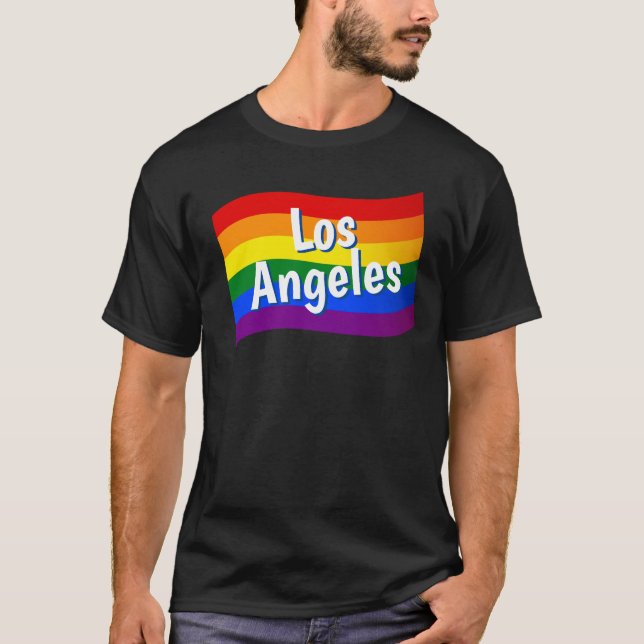 Rainbow Flag Los Angeles Gay Pride LGBT LGBTQ T-Shirt (Front)