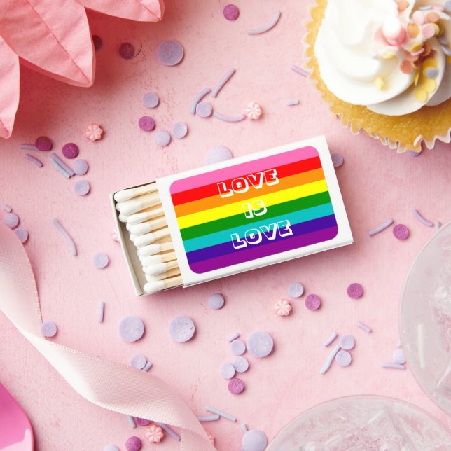 Rainbow Flag Love is Love Gay Pride 8 Stripes LGBT Matchboxes (Insitu)