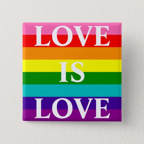 Rainbow Flag Love is Love Gay Pride LGBT 8 Stripes Pinback Button