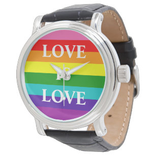 Rainbow Flag Love is Love Gay Pride LGBT 8 Stripes Watch