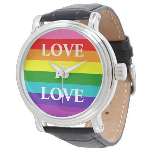 Rainbow Flag Love is Love Gay Pride LGBT 8 Stripes Watch