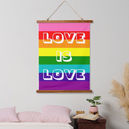 Rainbow Flag Love is Love Gay Pride LGBTQ Hanging Tapestry