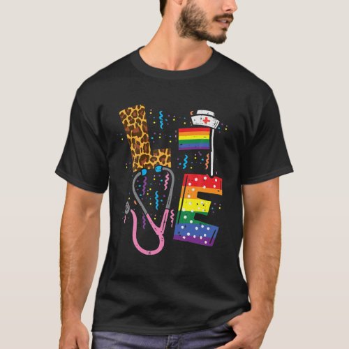 Rainbow Flag Love Nurse RN Scrub Top LGBT Pride