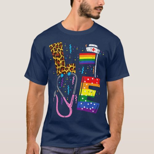 Rainbow Flag Love Nurse RN Scrub Top LGBT Pride Mo