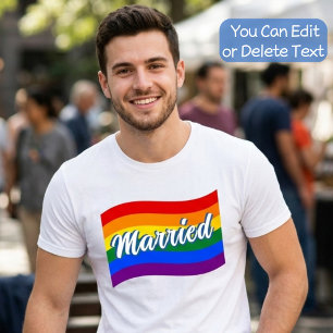 Rainbow Flag Married gay marriage Gay Pride LGBT T-Shirt