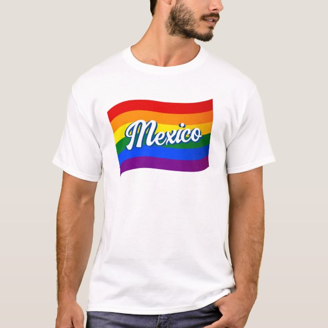 Rainbow Flag Mexico Mexican gay pride LGBTQ T-Shirt (Front)