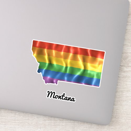Rainbow Flag Montana MT State Outline Sticker