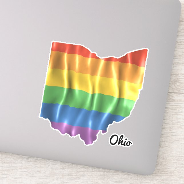 Rainbow Flag Ohio OH State Outline Sticker (Detail)