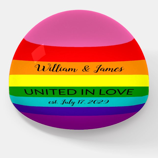 Rainbow Flag Original 8 Stripes LGBT Gay Marriage  Paperweight (Angled)