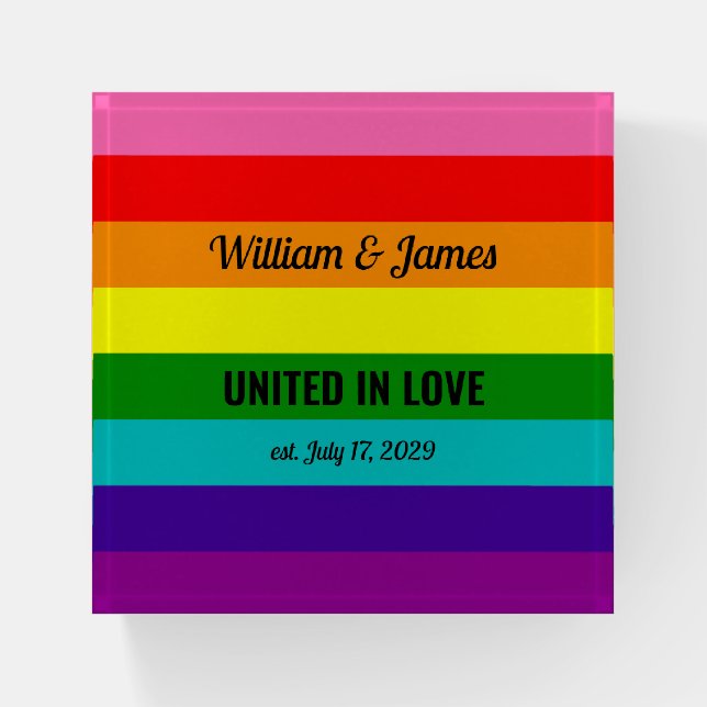 Rainbow Flag Original 8 Stripes LGBT Gay Wedding Paperweight (Front)