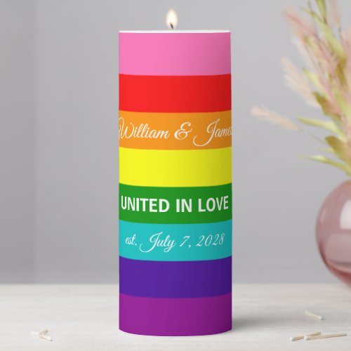 Rainbow Flag Original 8 Stripes LGBTQ Gay Marriage Pillar Candle