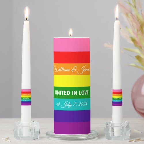 Rainbow Flag Original 8 Stripes LGBTQ Gay Marriage Unity Candle Set