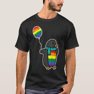 Rainbow Flag Penguin Cute Gay Pride Ally LGBTQ Mon T-Shirt