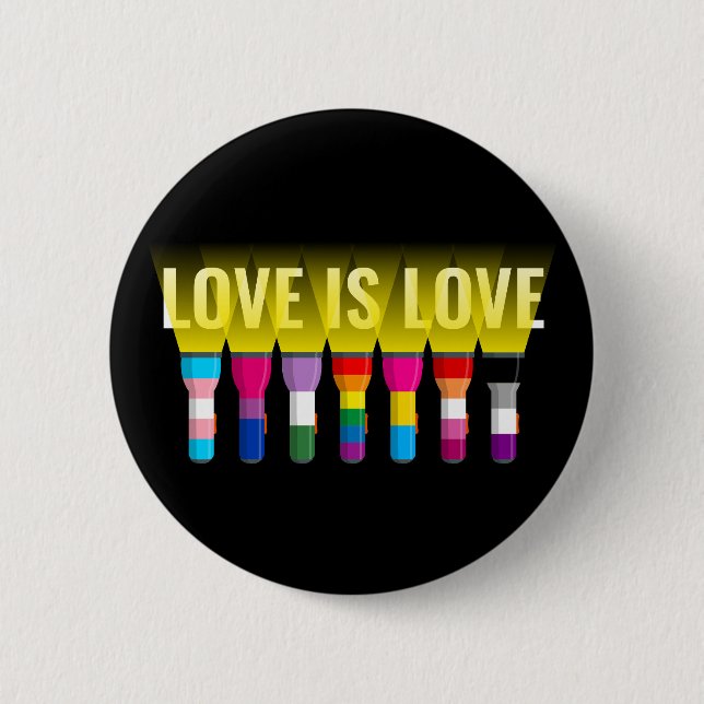 Rainbow Flag Pride Flashlights Shine A Light: Love Button (Front)