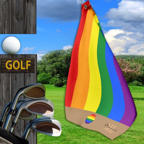 Rainbow Flag  Pride Golfing monogrammed  LGBT Golf Towel