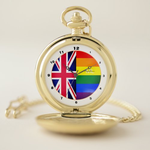 Rainbow Flag  Pride LGBT community British Flag Pocket Watch