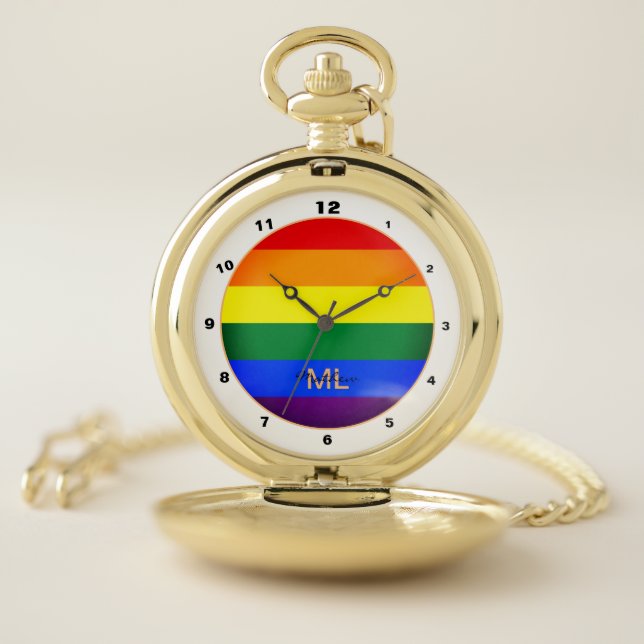 Rainbow Flag & Pride, LGBT community /gender  Pocket Watch (Inside)