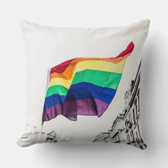Rainbow Flag Pride Throw Pillow (Front)
