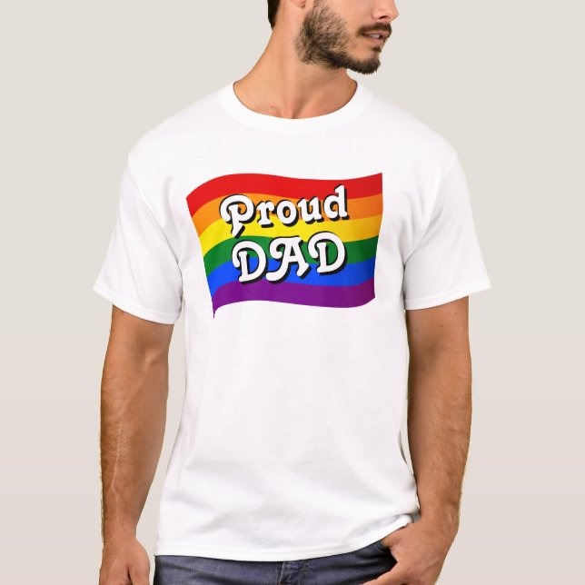 Rainbow Flag Proud DAD PFLAG proud parent LGBTQ T-Shirt (Front)
