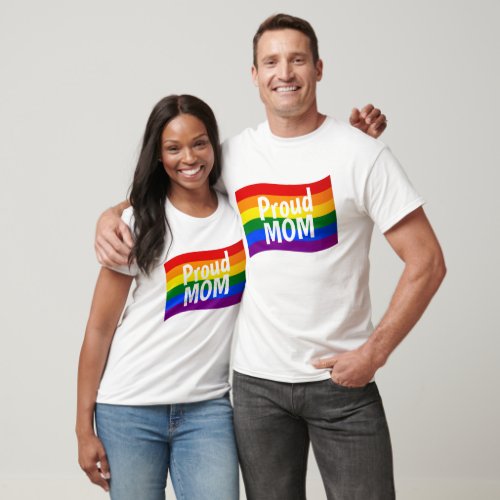 Rainbow Flag Proud Mom PFLAG proud parent LGBTQ  T_Shirt