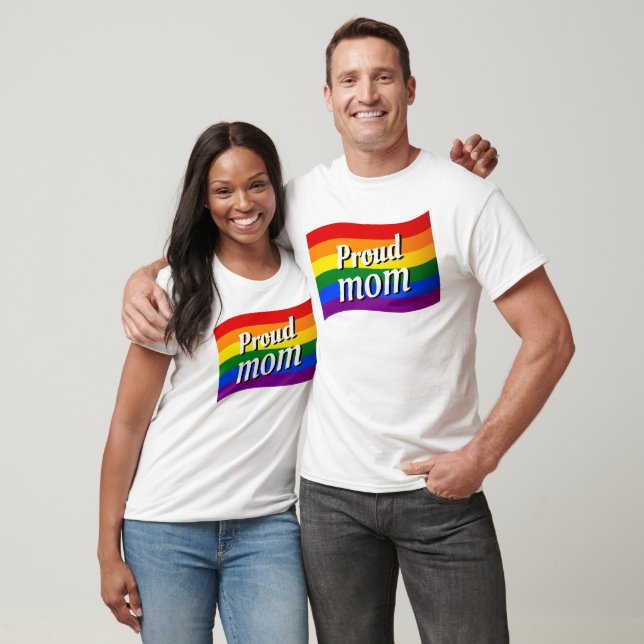 Rainbow Flag Proud Mom PFLAG proud parent LGBTQ  T-Shirt (Unisex)