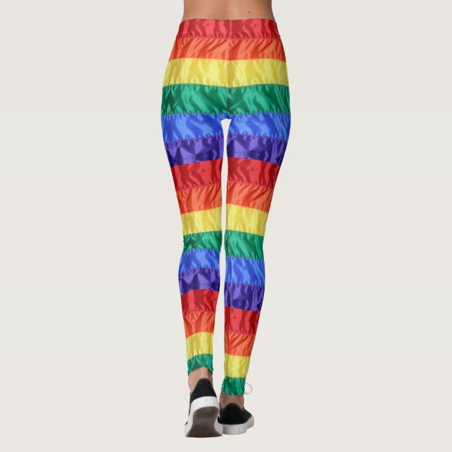 Rainbow flag rainbow stripes gay pride LGBT LGBTQ  Leggings (Back)