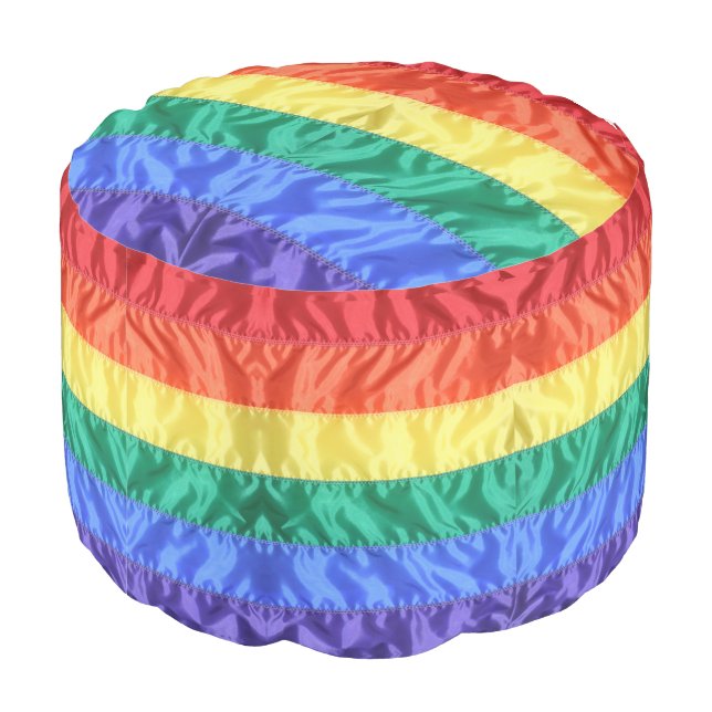 Rainbow Flag Rainbow Stripes gay pride LGBT LGBTQ Pouf (Angled Back)
