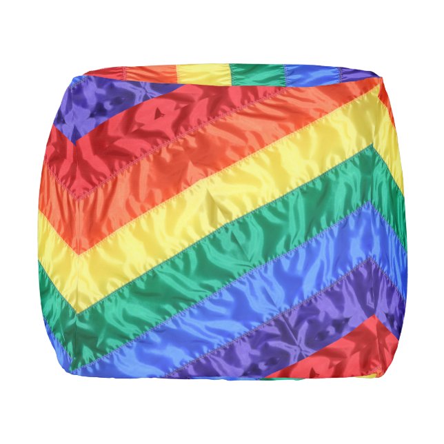 Rainbow Flag Rainbow Stripes gay pride LGBT LGBTQ Pouf (Left)