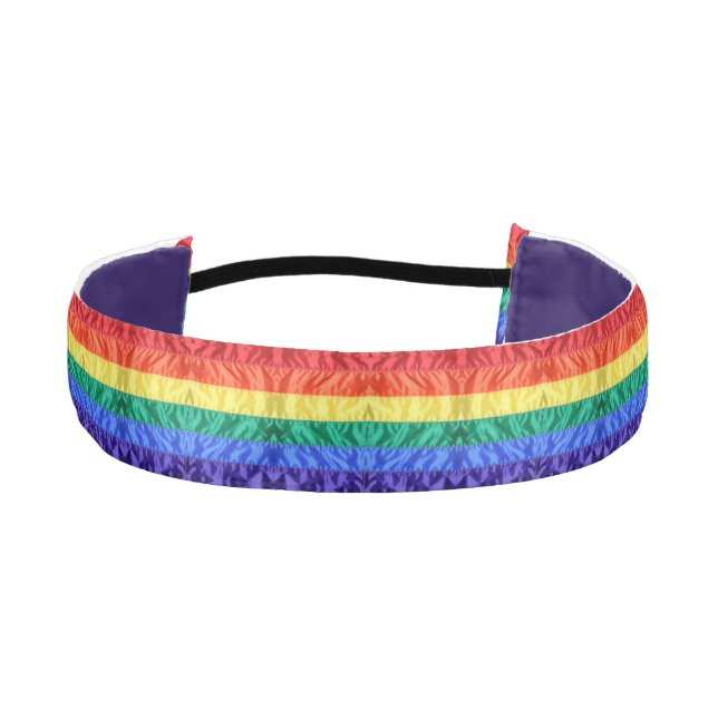 Rainbow flag Rainbow stripes LGBT gay pride chic  Athletic Headband (Front)
