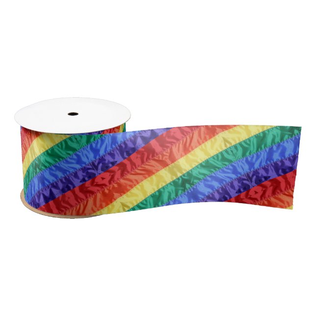 Rainbow flag rainbow stripes LGBT LGBTQ gay pride Satin Ribbon (Spool)