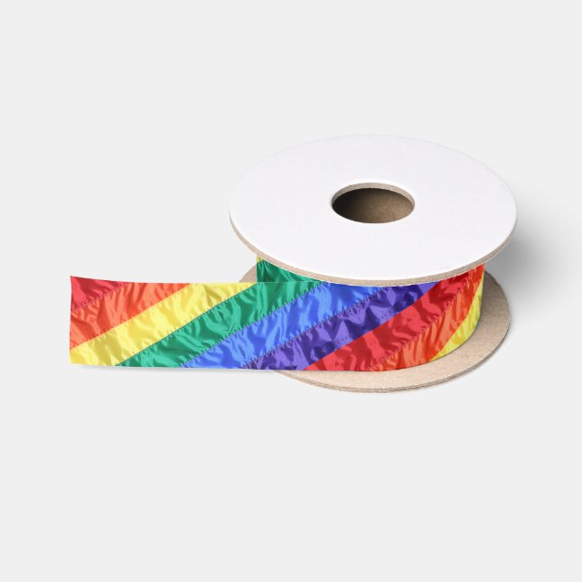 Rainbow flag rainbow stripes LGBT LGBTQ+ gay pride Satin Ribbon (Spool)