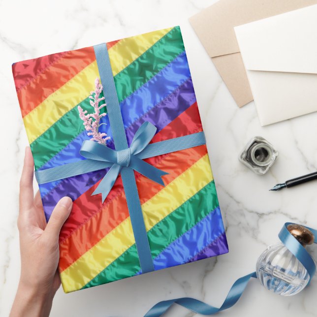 Rainbow flag rainbow stripes LGBT LGBTQ gay pride  Wrapping Paper (Gifting)